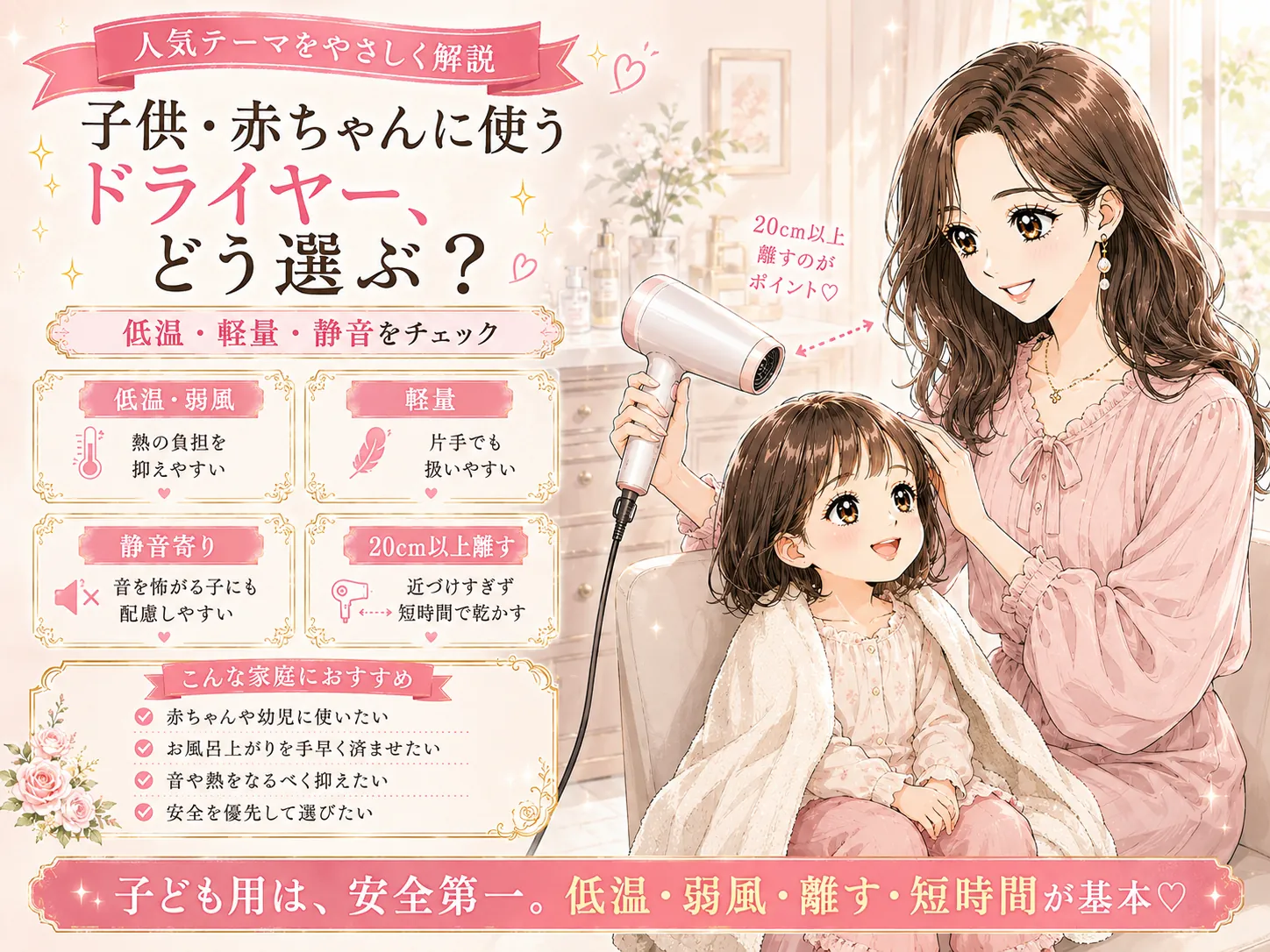 1歳にドライヤーは使える?子供用ドライヤーと安全に配慮した乾かし方・10機比較