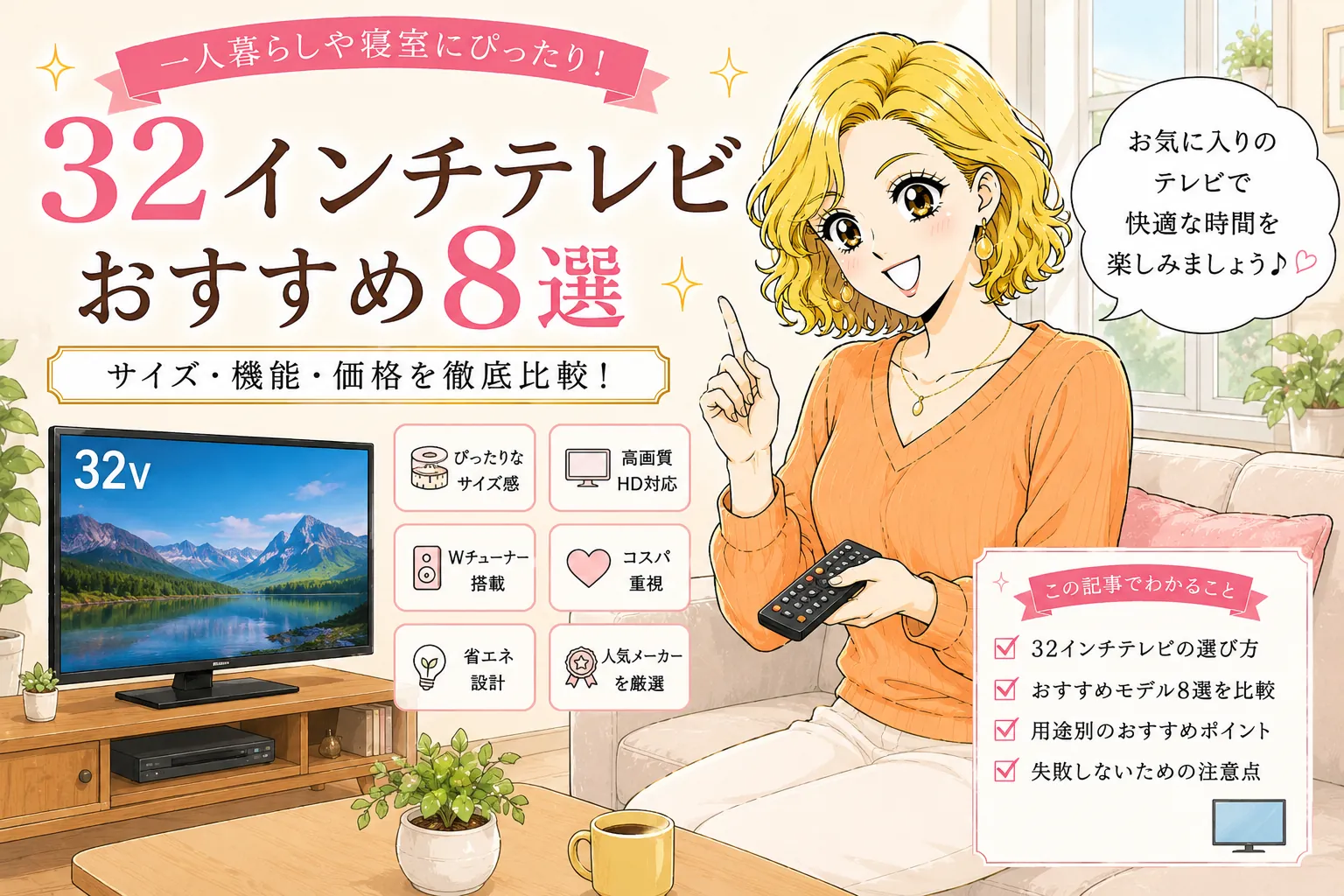 32インチテレビのおすすめ8選！一人暮らし・寝室向けの録画対応モデルを厳選