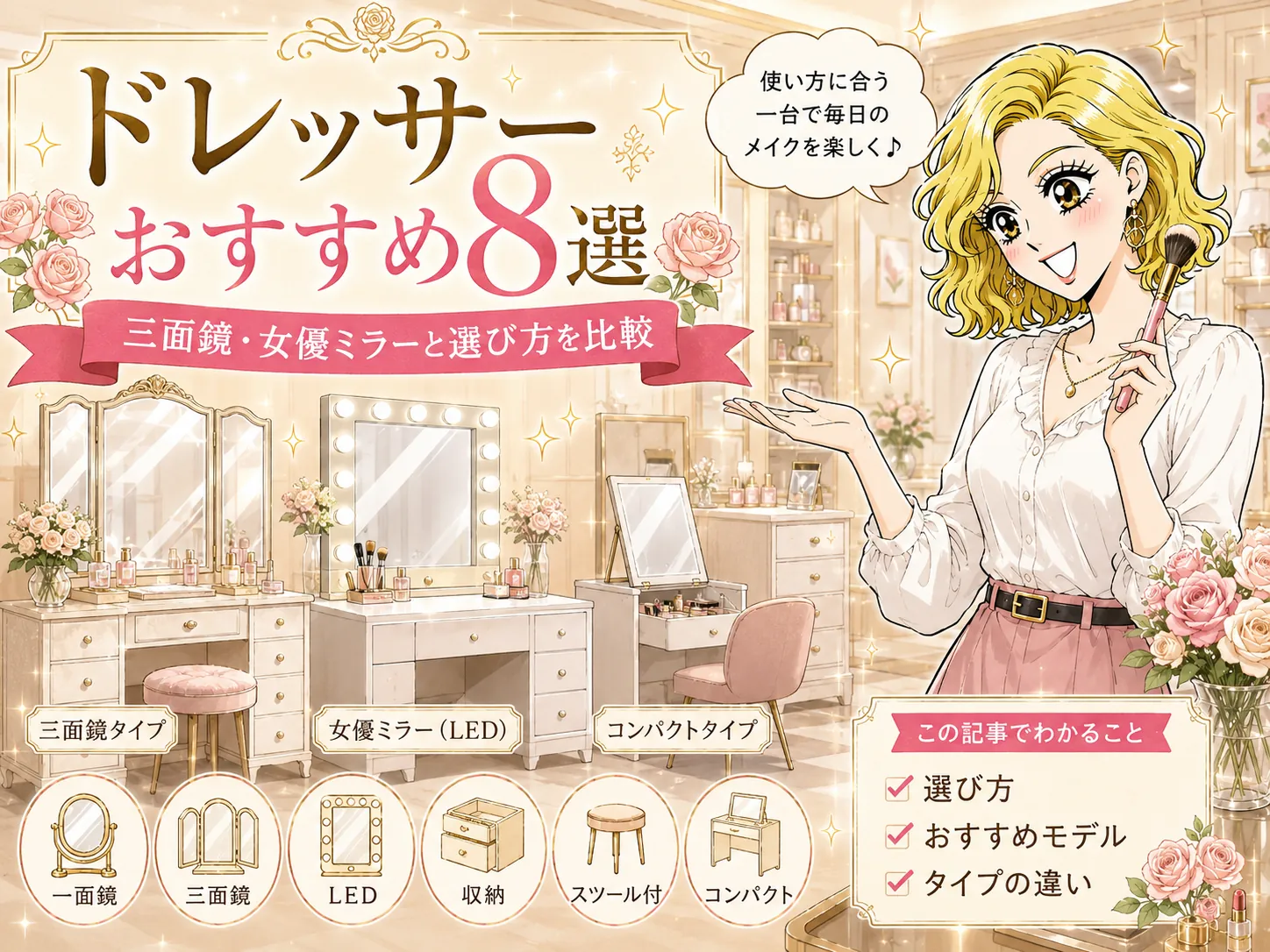 ドレッサーのおすすめ8選｜三面鏡・女優ミラーと選び方を比較