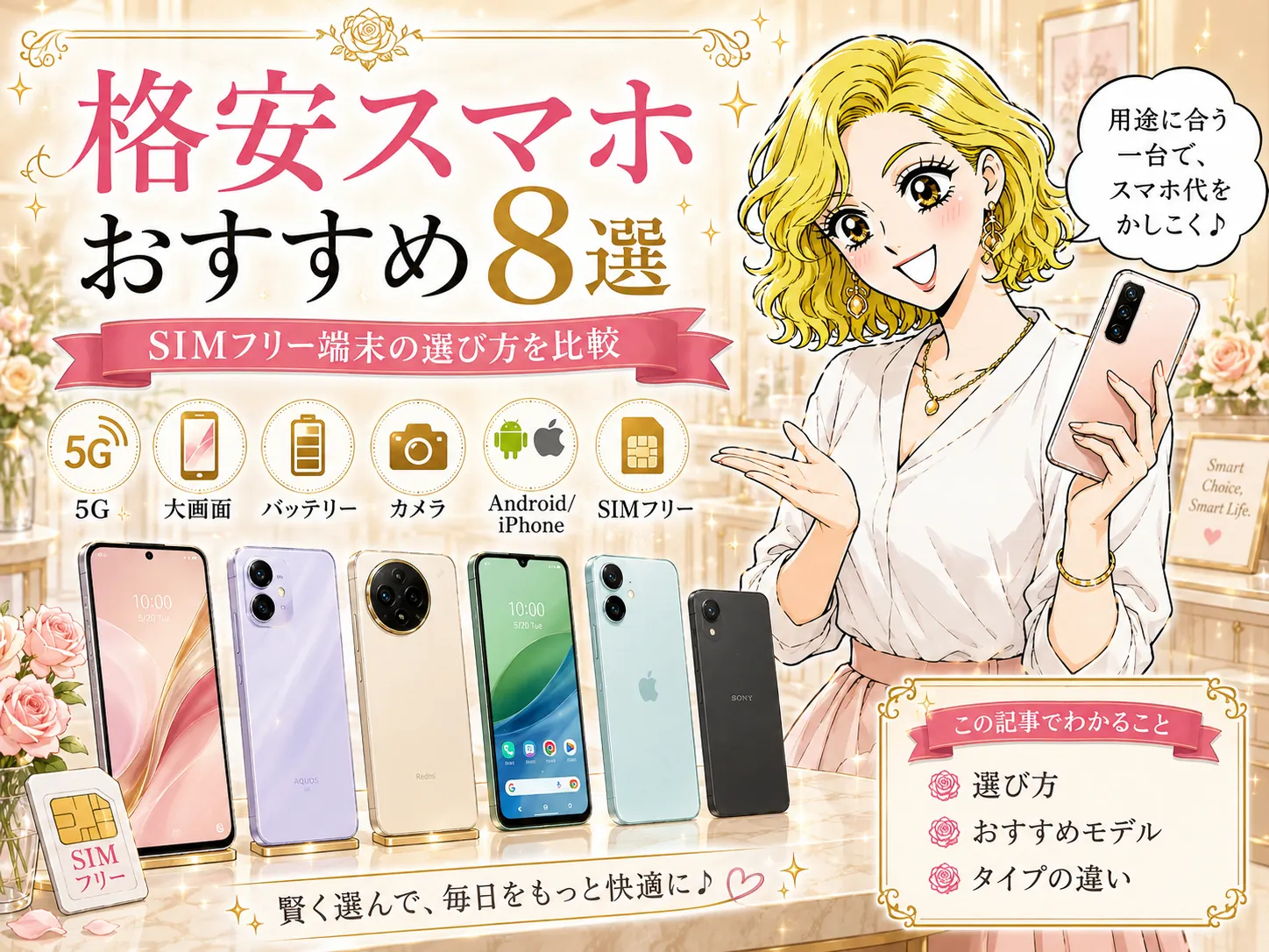 格安スマホおすすめ8選｜SIMフリー端末の選び方を比較【2026年】