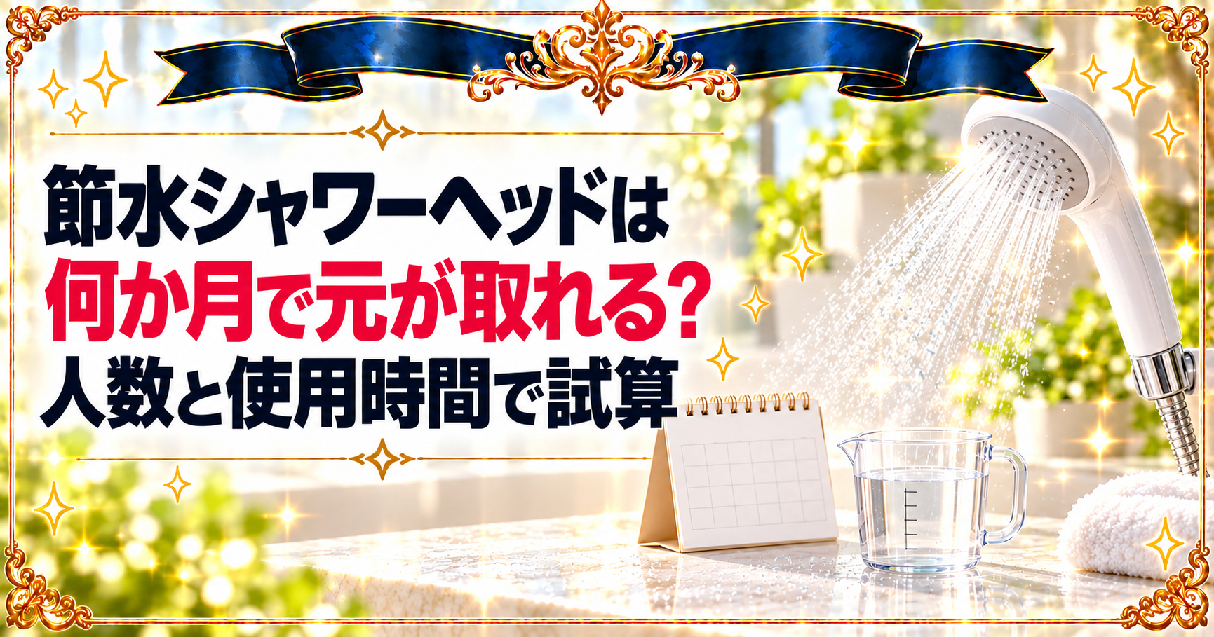節水シャワーヘッドは何か月で元が取れる？人数と使用時間で試算
