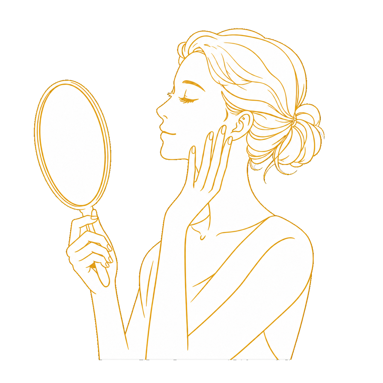 鏡を見る女性のイラスト